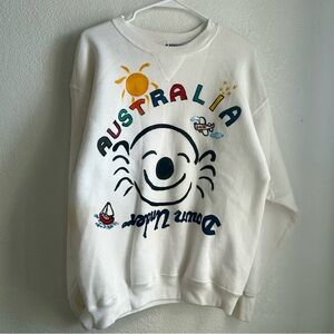 Vintage Hand Painted Crewneck Sweatshirt with Australia Koala Art